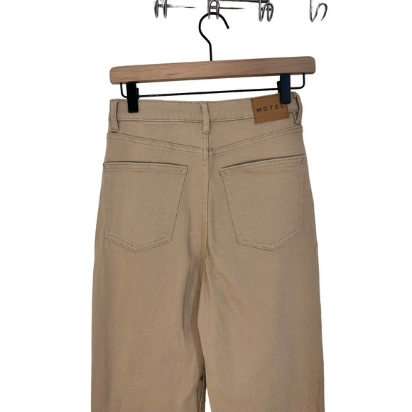 Motel Rocks Straight Leg Jeans In Winter Sandwash Knit Argyle Tan Size XS - Picture 10 of 15